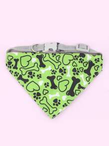 Supet 1pc Bone Print Bandana Design Pet Collar - Multicolor - View 1
