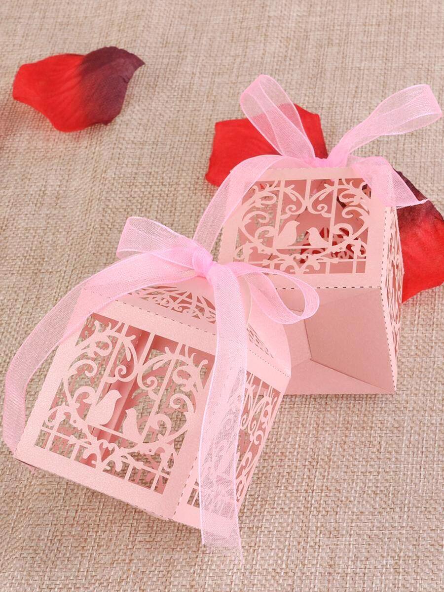 5 Chiếc Túi Kẹo Chim Rỗng Túi Quà Tiệc Cưới - Hồng - Xem 1