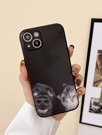 1pc Tpu Phone Case With Cat Pattern