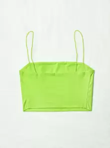 Flirla Solid Slim Cami Crop Top
