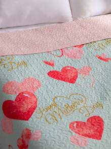 Mother's Day Heart Pattern Bedspread - Mint Green - View 2