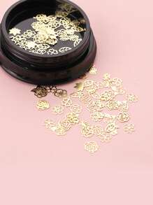 1 Bottle Nail Art Decoration With Leaves/flowers Pattern - Gold - View 2