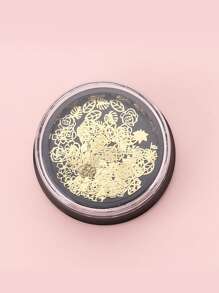 1 Bottle Nail Art Decoration With Leaves/flowers Pattern - Gold - View 3