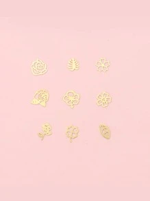 1 Bottle Nail Art Decoration With Leaves/flowers Pattern - Gold - View 5