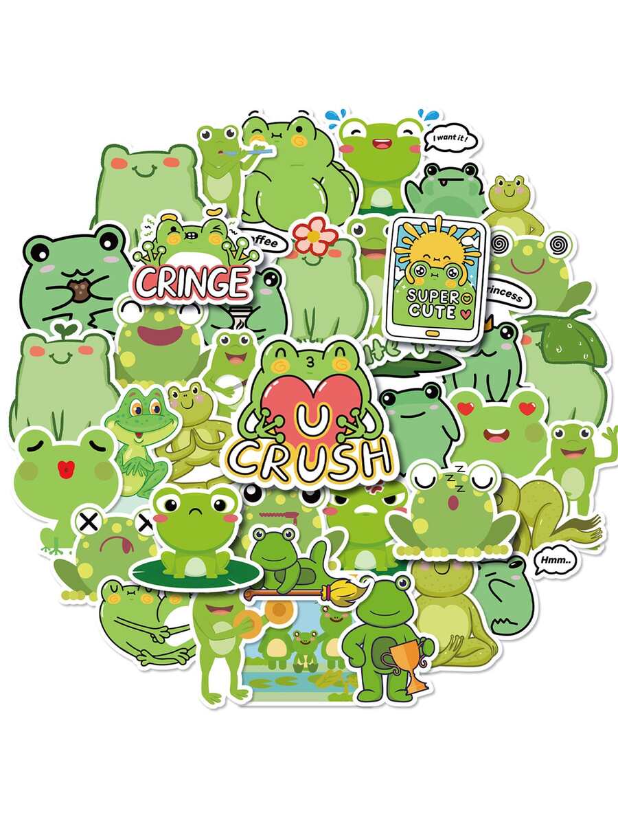 50 cái Cartoon Frog Pattern Sticker - màu xanh lá - Xem 1