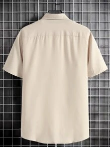 Manfinity Men Japanese Letter & Floral Print Shirt Without Tee - Apricot - View 2