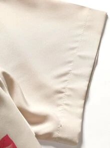 Manfinity Men Japanese Letter & Floral Print Shirt Without Tee - Apricot - View 3