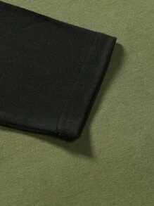 Manfinity Homme Atasan Pria Blok Warna Casual - Hijau Tentara - View 5