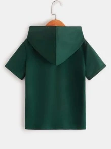 SHEIN Tween Boy Slogan Graphic Letter Patched Detail Hooded Tee