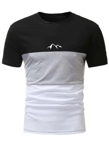 Manfinity Homme 男士山圖案撞色T恤 - 彩色 - 查看 6