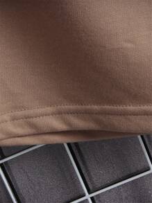 Manfinity Homme 宽松男士抽绳纯色短裤 - 棕色 - 查看 5