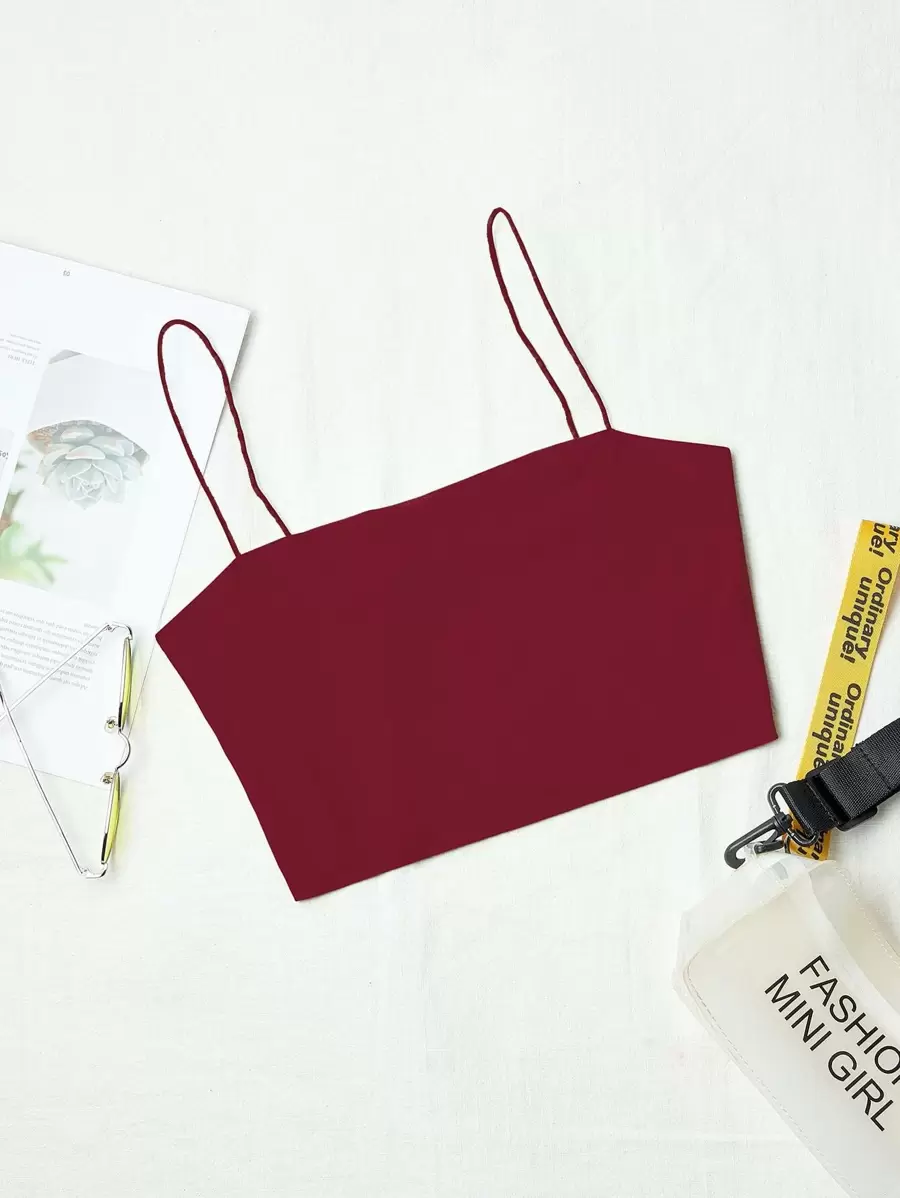 SHEIN Unity Top corto de tirantes delgado unicolor