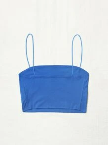 SHEIN Unity 素色緊身吊帶短版上衣 - 藍色 - 查看 2