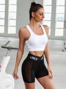 Yoga Trendy Medium Support  Criss Cross Cut Out Back Sports Bra - White - View 5