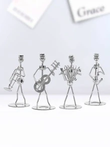 1pc Figure Decorative Object, Silver Iron Decorative Object For Home Decor - Black - View 3