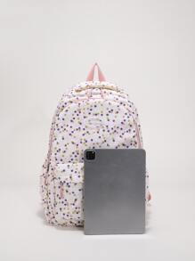 Polka Dot Letter Patch Decor Functional Backpack - Pink - View 3