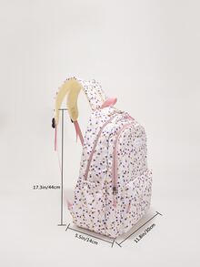 Polka Dot Letter Patch Decor Functional Backpack - Pink - View 4