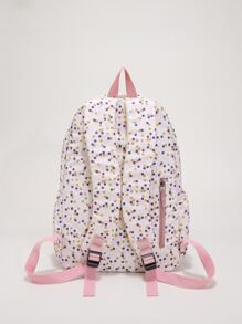 Polka Dot Letter Patch Decor Functional Backpack - Pink - View 5