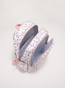 Polka Dot Letter Patch Decor Functional Backpack - Pink - View 6