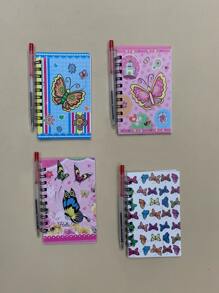 1pc Bướm In Sổ Tay Ngẫu Nhiên Với Bút Bi 1pc - Nhiều màu - Xem 1
