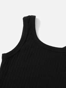 SHEIN Toddler Girls Rib-knit Tank Dress & Letter Graphic Super Crop Top - Multicolor - View 4