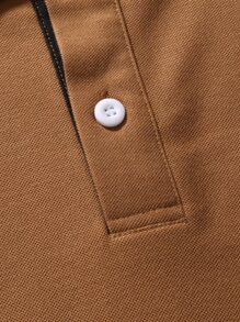 Manfinity Homme Men Playing Card Print Striped Trim Polo Shirt - Brown - View 6