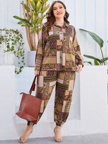 Mulvari Camisa con estampado de retazo con pantalones - Multicolor - Ver 1