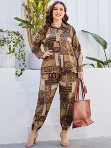 Mulvari Camisa con estampado de retazo con pantalones - Multicolor - Ver 6