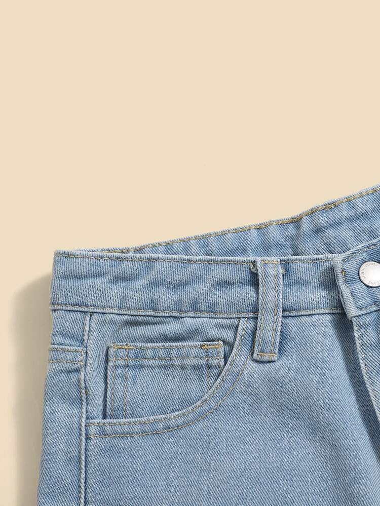 Tween Girl High Waist Floral Print Roll Up Hem Denim Shorts