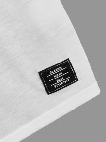 SHEIN 青少年男孩露肩背心,色塊拼接字母貼片細節 - 彩色 - 查看 3