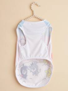 1pc Cartoon Animal Print Pet Vest, Breathable Tank Top, Anti-Shedding Cat & Small Dog Shirt, Suitable For Spring/Summer - Multicolor - View 5