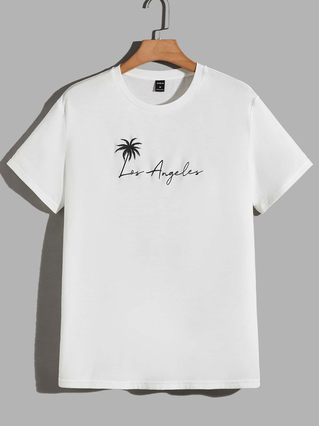 GENTILAND Men Coconut Tree & Letter Graphic Tee - White - View 1