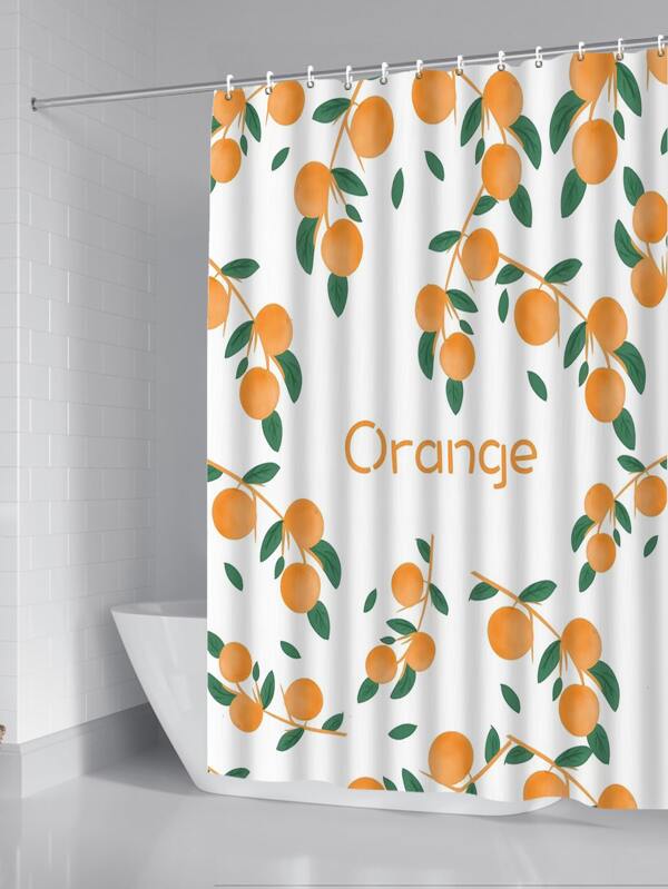 Orange Print Shower Curtain Shein Asia Orange Print Shower Curtain Shein Asia, Printed Orange Shower Curtain