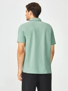 GENTILAND Loose Fit Men Pocket Patched Popover Top - Mint Green - View 2