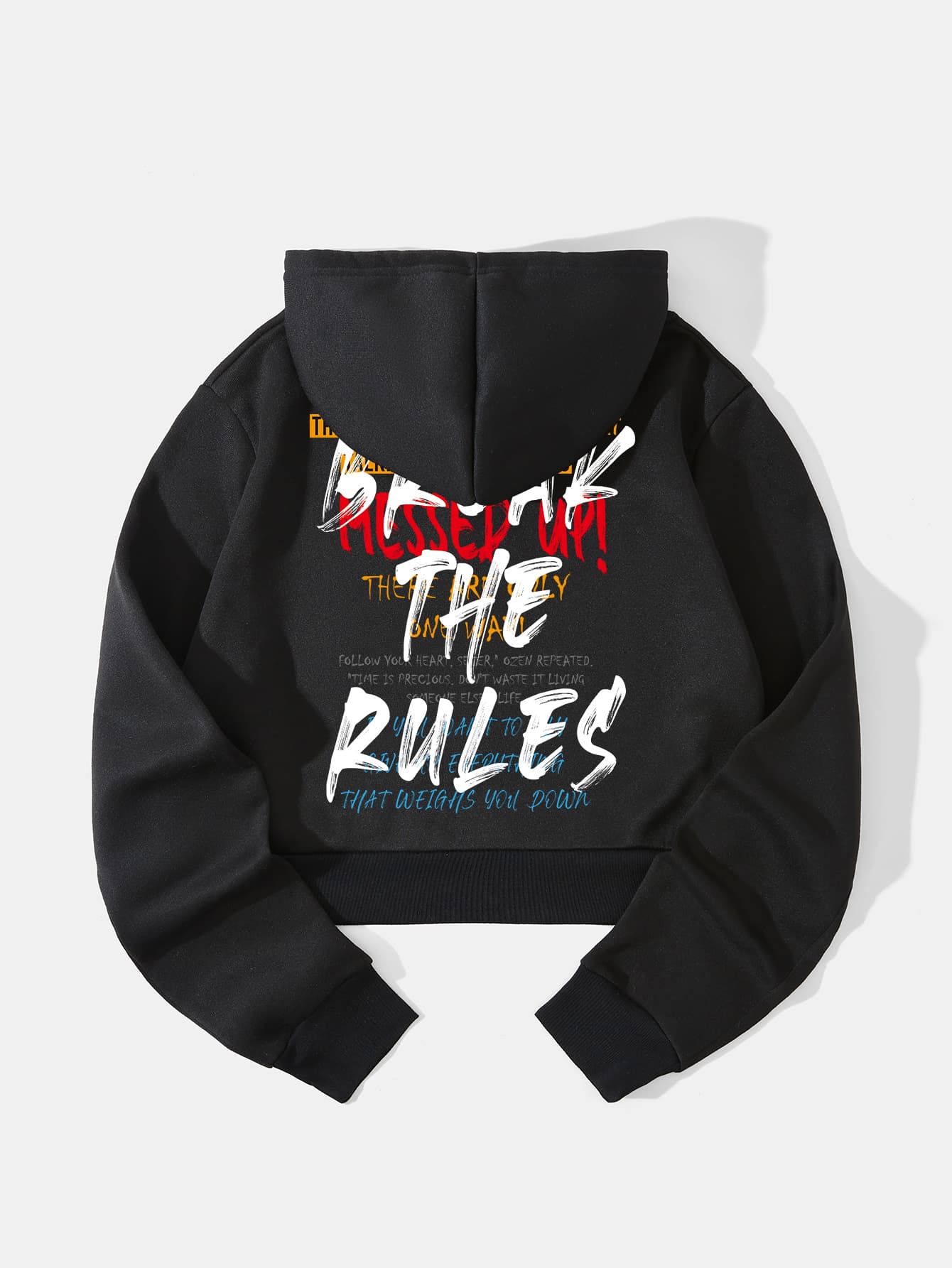 SHEIN EZwear Slogan Graphic Thermal Lined Drawstring Crop Hoodie Pullover Fall Outfit