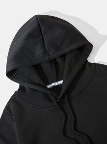 SHEIN EZwear Slogan Graphic Thermal Lined Drawstring Crop Hoodie Pullover Fall Outfit