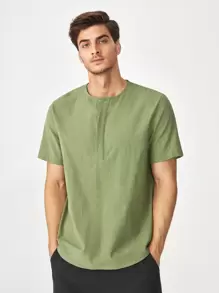 GENTILAND Camisa De Hombre Con Media Botonadura - Verde Oliva - Ver 1