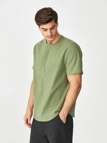 GENTILAND Camisa De Hombre Con Media Botonadura - Verde Oliva - Ver 5