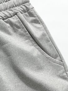Manfinity Quần Short Nam Dây kéo Túi màu trơn Giải trí - Xám - Xem 4