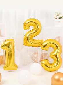 1pc Number Shaped Balloon, Modern PE Golden Decorative Balloon For Party, - Gold - View 2