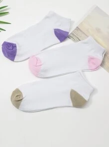 3pairs Two Tone Ankle Socks - Multicolor - View 2