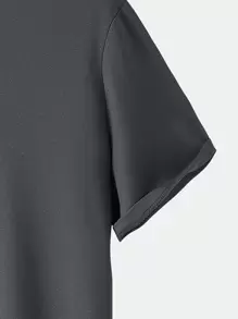 Manfinity Homme Áo thun nam cổ tròn tay ngắn họa tiết thường ngày mùa hè bằng polyester, áo thun nam thường ngày, áo thun nam thường ngày đi làm, áo thun nam màu xám - Màu xám đen - Xem 3