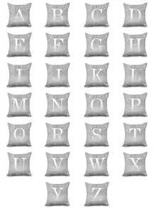 Funda De Almohada Impresa Con Letra Del Alfabeto - Multicolor - Ver 1