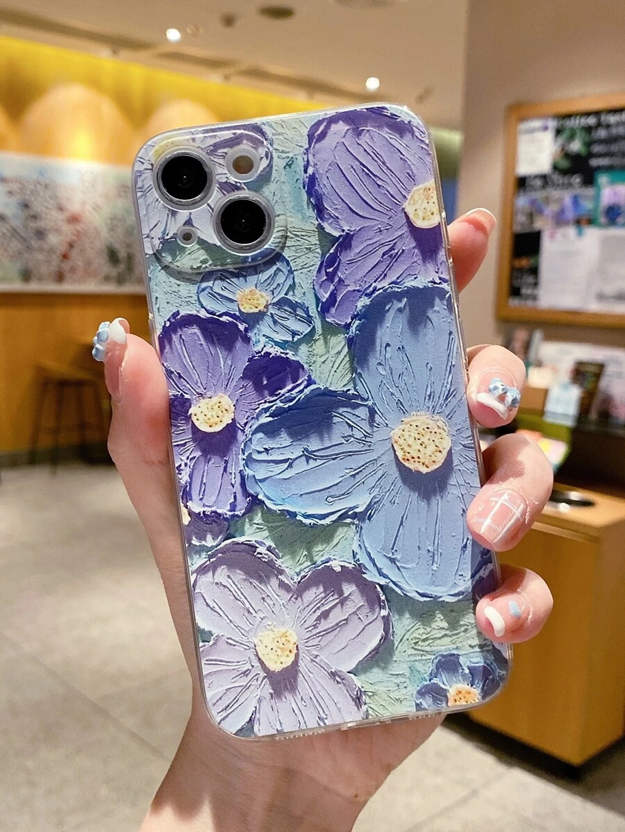 花卉图案手机壳，兼容 11、 13、 14 Pro Max，国际版，非国内版 - 彩色 - 查看 1