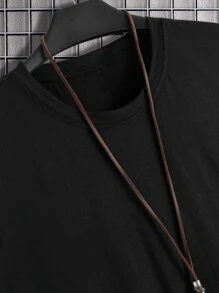 Manfinity Homme Men Solid Curved Hem Tank Top - Black - View 4