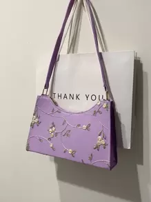 Casual Embroidered Floral Embroidered Bag, For Women, Rookies & White-Collar Workers,For Lady,For Female For Business/Commute/Work/Office,For Festivals/Vacation/Holiday - Purple - View 1