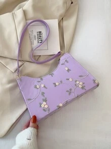 Casual Embroidered Floral Embroidered Bag, For Women, Rookies & White-Collar Workers,For Lady,For Female For Business/Commute/Work/Office,For Festivals/Vacation/Holiday - Purple - View 2