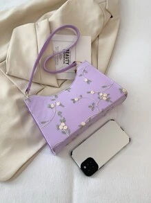 Casual Embroidered Floral Embroidered Bag, For Women, Rookies & White-Collar Workers,For Lady,For Female For Business/Commute/Work/Office,For Festivals/Vacation/Holiday - Purple - View 5