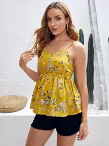 SHEIN Maternity Floral Print Cami Top - Yellow - View 5