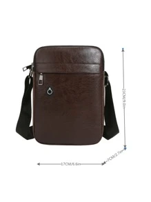 1 件纯色时尚休闲背包，PU 材质，拉链开合，休闲背包，适合男士，日常通勤，外出，旅行 - 咖啡棕 - 查看 8